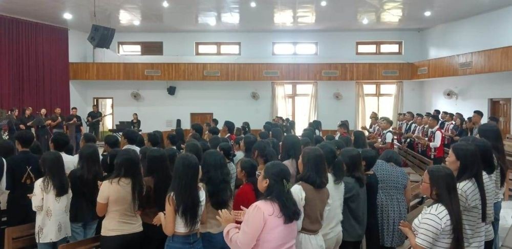 College students and other during the gathering at Rengma Baptist Church, Sovima on February 22.